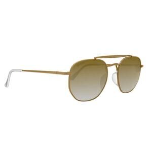 Women's Geometric Double Bridge Gold Frame & Lens Sunglasses Fashion Eyewear